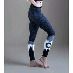 Colorado Threads Leggings Yoga Pants Mountain Sketch Size Small Recycled Gray